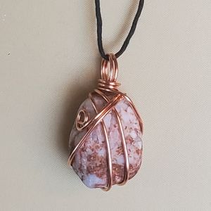 Copper Wrapped River Rock Necklace
